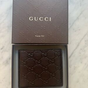 Gucci Embossed Brown Leather Card Holder